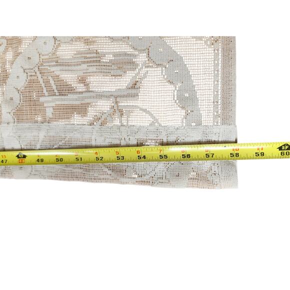 2 Elegant Beige Cottage Core Twee Lace Curtain Panels Romantic Coquette Country - Picture 6 of 8